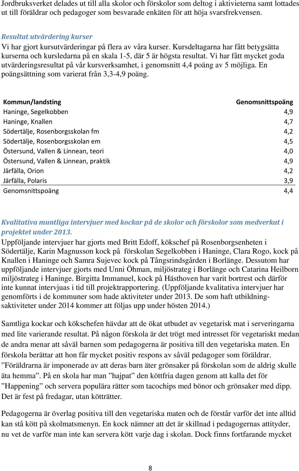 Vi har fått mycket goda utvärderingsresultat på vår kursverksamhet, i genomsnitt 4,4 poäng av 5 möjliga. En poängsättning som varierat från 3,3-4,9 poäng.