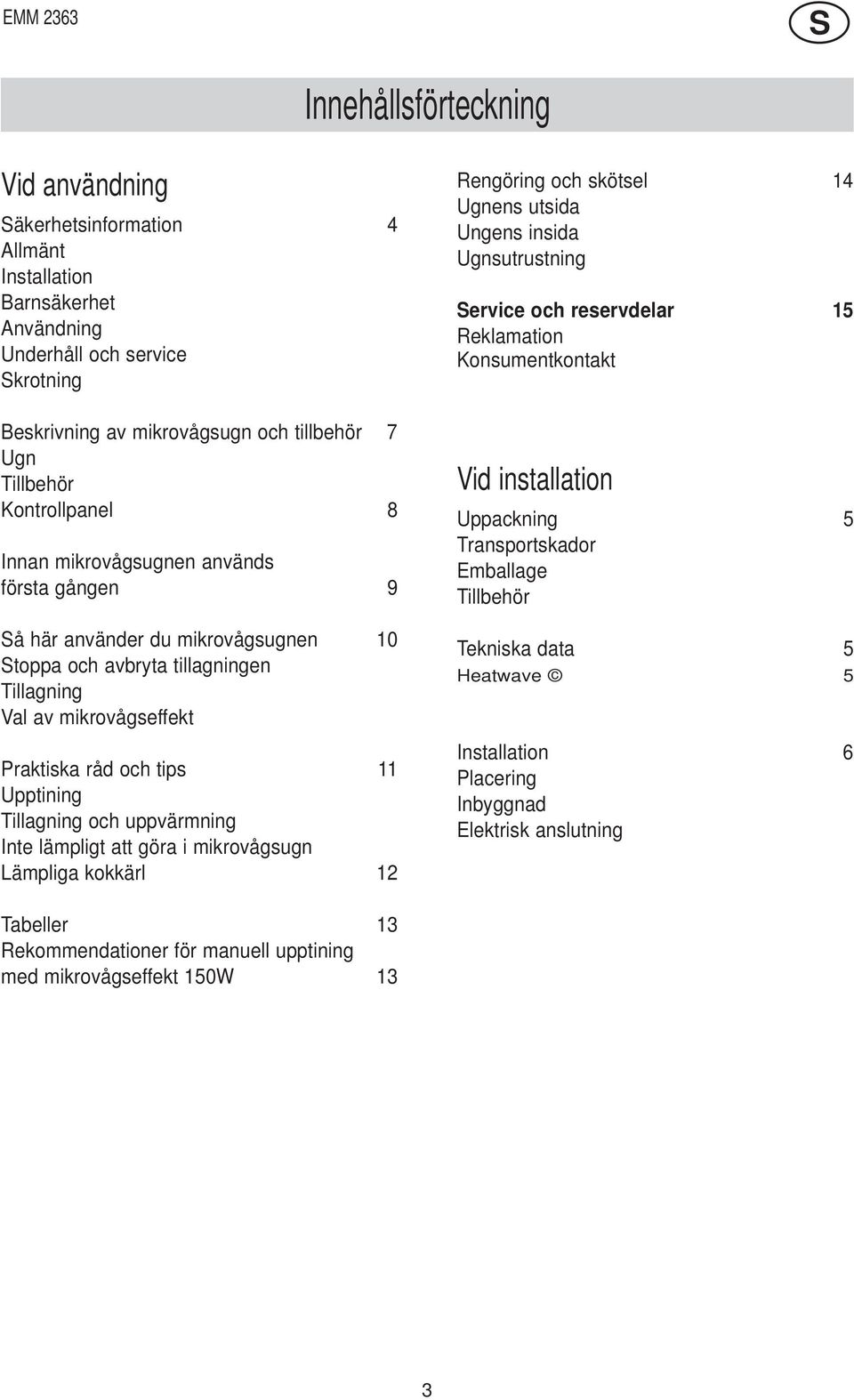 och uppvärmning Inte lämpligt tt gör i mikrovågsugn Lämplig kokkärl 12 Rengöring och skötsel 14 Ugnens utsid Ungens insid Ugnsutrustning Service och reservdelr 15 Reklmtion Konsumentkontkt Vid