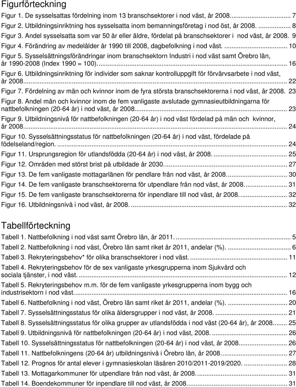 ... 10 Figur 5. Sysselsättningsförändringar inom branschsektorn Industri i nod väst samt Örebro län, år 1990-2008 (Index 1990 = 100).... 16 Figur 6.