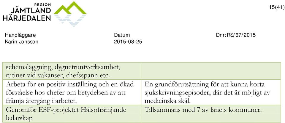 Arbeta för en positiv inställning och en ökad förståelse hos chefer om betydelsen av att främja återgång i