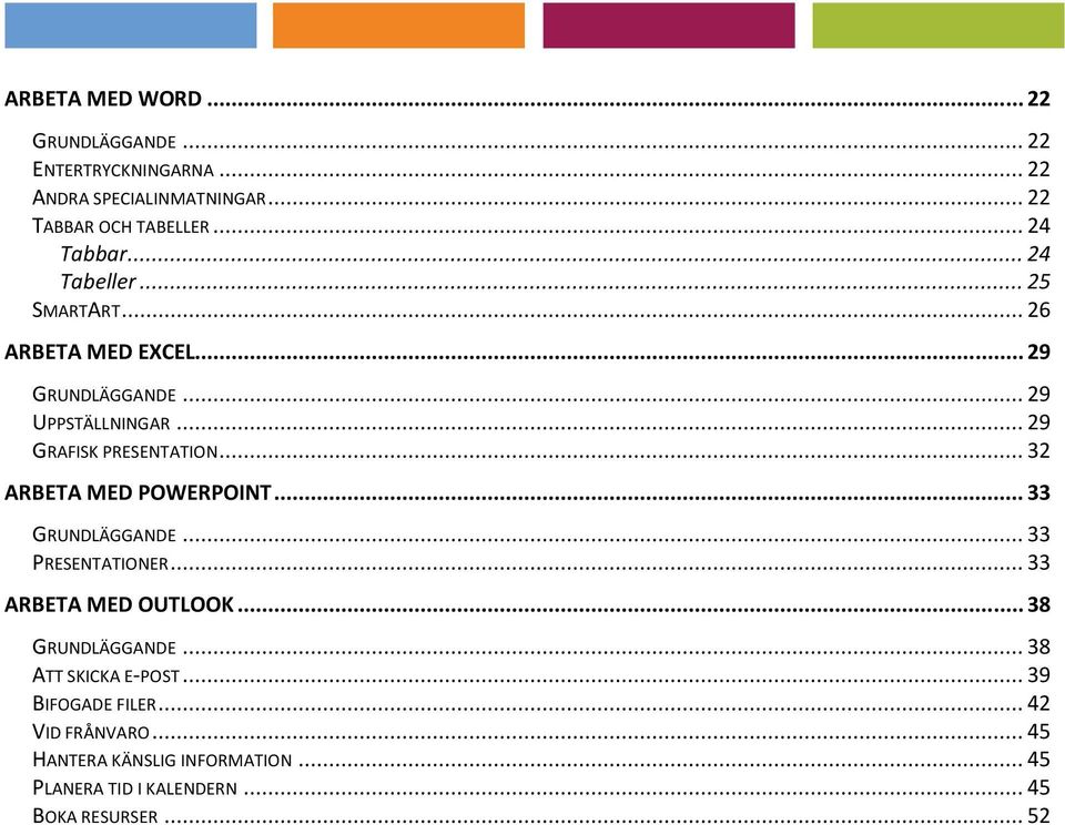 .. 29 GRUNDLÄGGANDE UPPSTÄLLNINGAR GRAFISK PRESENTATION... 29... 29... 32 ARBETA MED POWERPOINT... 33 GRUNDLÄGGANDE PRESENTATIONER.