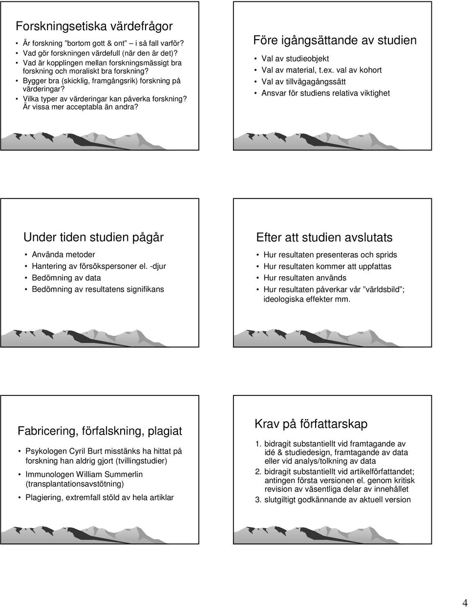 Är vissa mer acceptabla än andra? Före igångs ngsättande av studien Val av studieobjekt Val av material, t.ex.