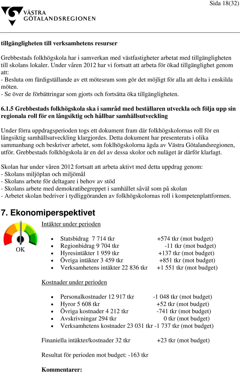 - Se över de förbättringar som gjorts och fortsätta öka tillgängligheten. 6.1.