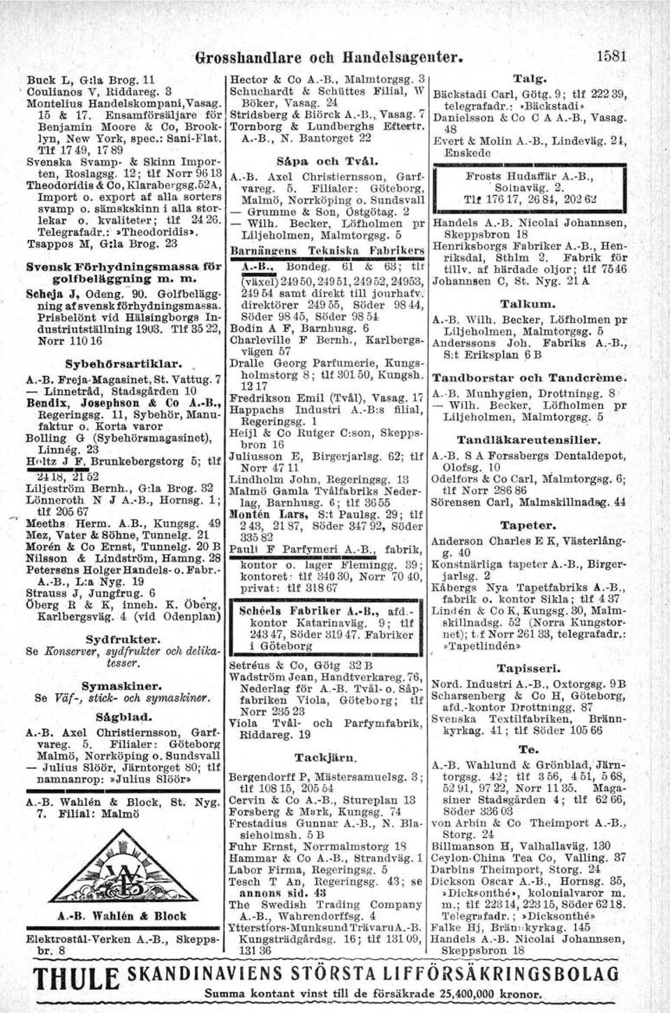 kvaliteter; tif 2426. Telegrafadr.:.Theodoridis. Tsappos M, G:la Brog, 23 Svensk Förhydningsmassa för golfbeläggning m. m. Sehej J, Odeng.- 90. Golfbeläggning af svensk förhydningslilassa.