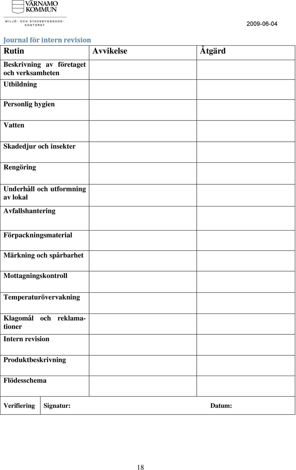 Avfallshantering Förpackningsmaterial Märkning och spårbarhet Mottagningskontroll