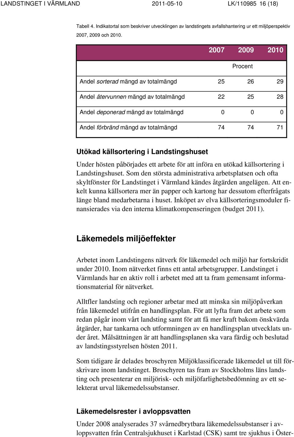 Utökad källsortering i Landstingshuset Under hösten påbörjades ett arbete för att införa en utökad källsortering i Landstingshuset.