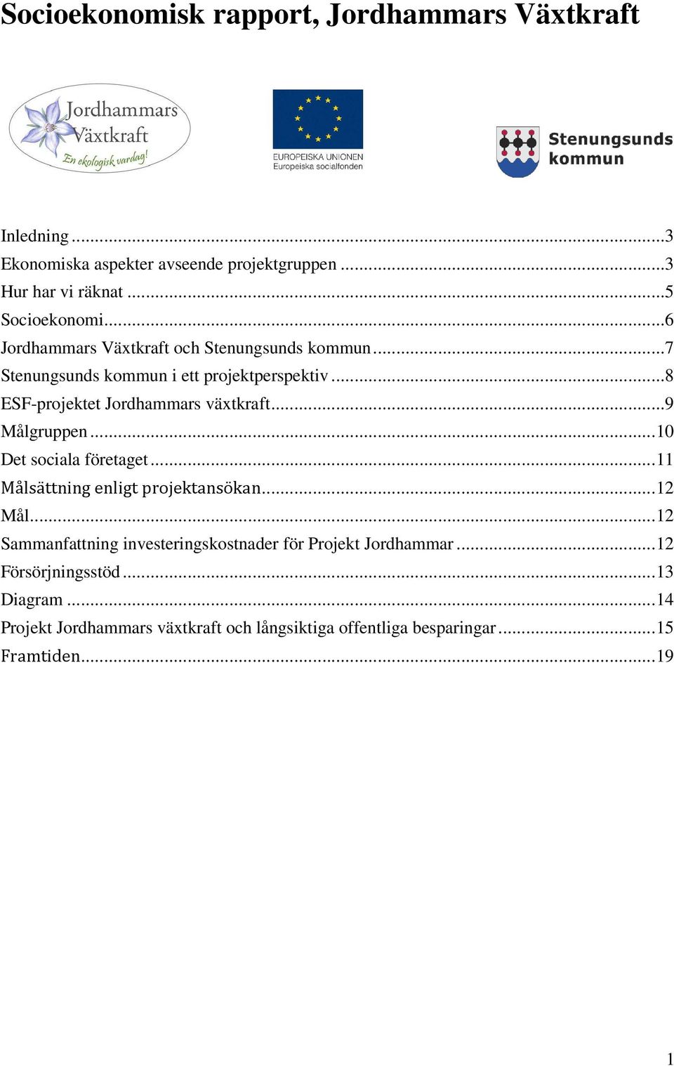 ..9 Målgruppen... 10 Det sociala företaget... 11 Målsättning enligt projektansökan... 12 Mål.