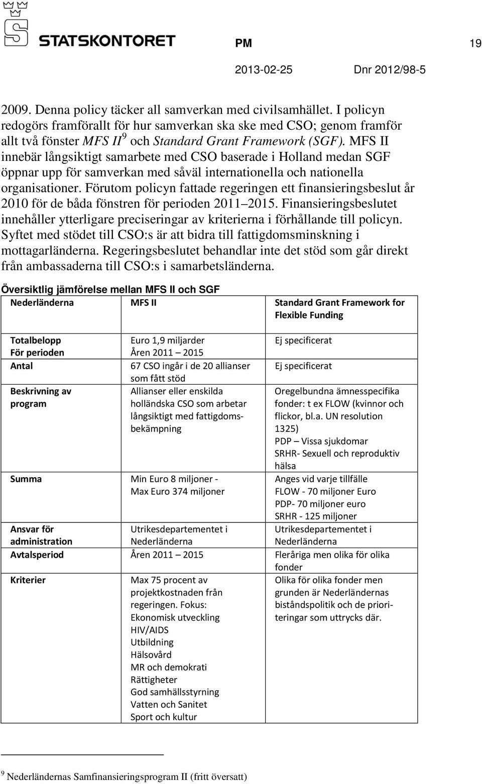 MFS II innebär långsiktigt samarbete med CSO baserade i Holland medan SGF öppnar upp för samverkan med såväl internationella och nationella organisationer.