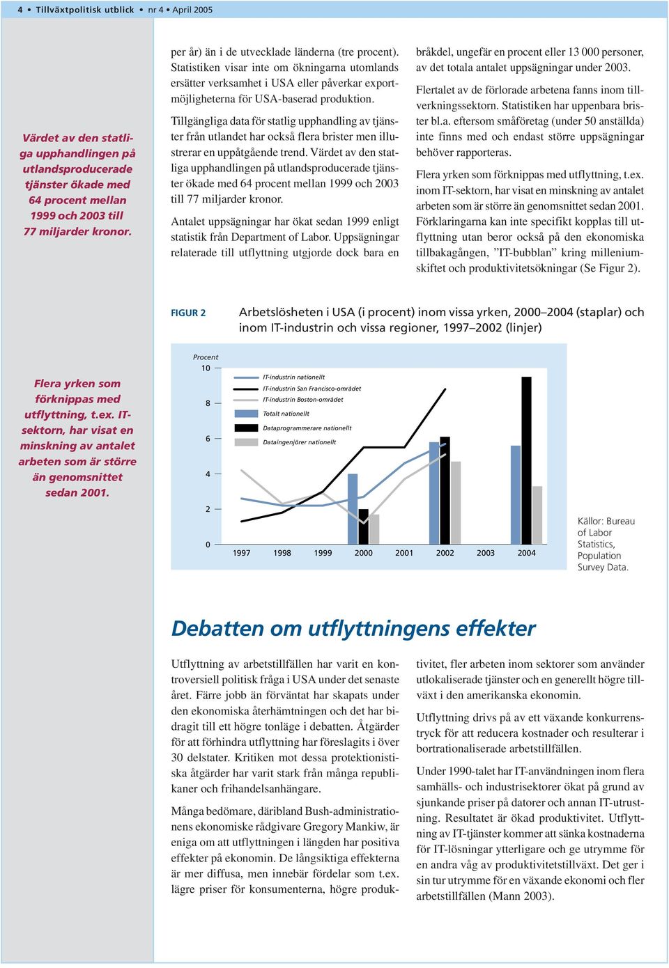 Tillgängliga data för statlig upphandling av tjänster från utlandet har också flera brister men illustrerar en uppåtgående trend.