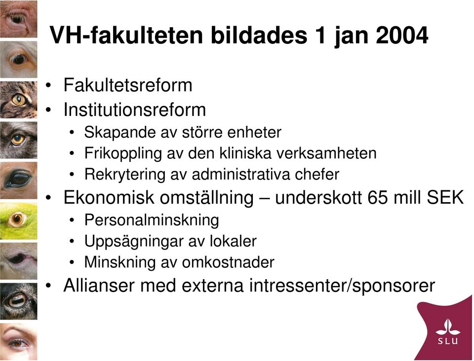 administrativa chefer Ekonomisk omställning underskott 65 mill SEK