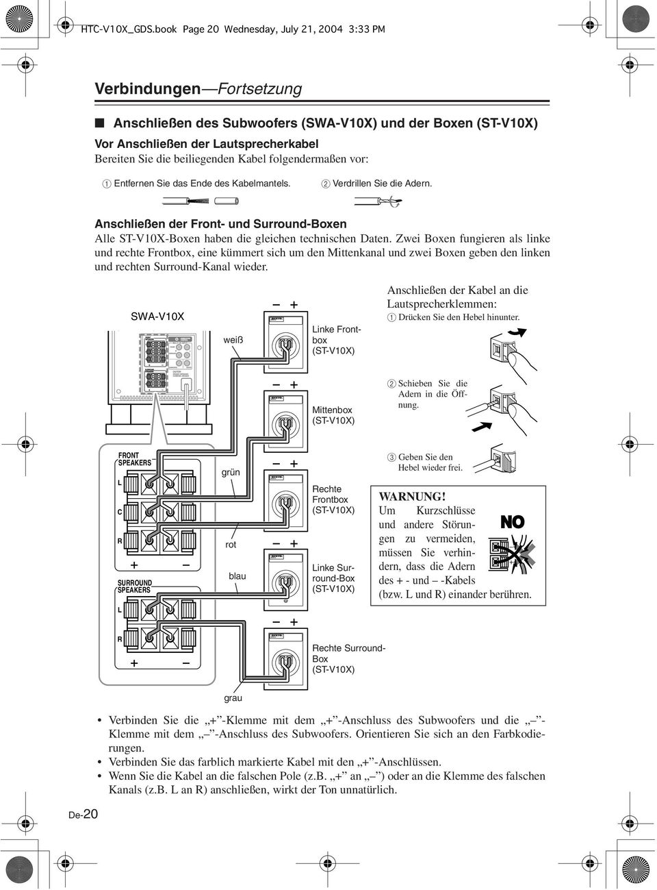 beiliegenden Kabel folgendermaßen vor: 1 Entfernen Sie das Ende des Kabelmantels. 2 Verdrillen Sie die Adern.