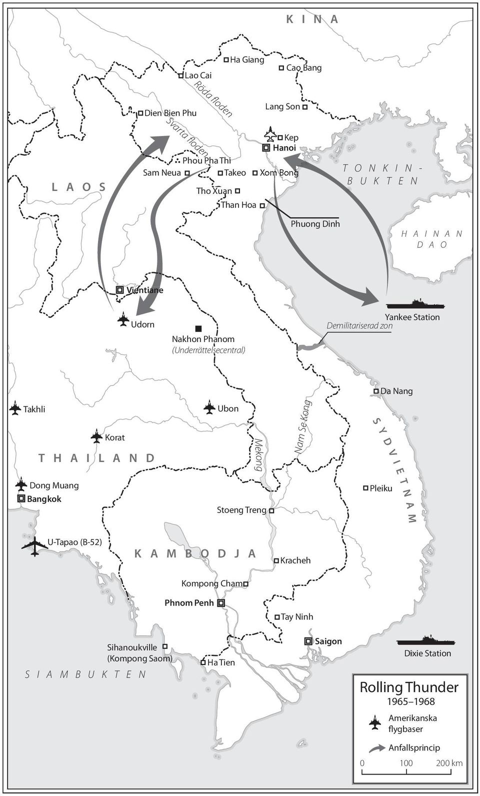 I L A N D Ubon Nam Se Kong S Y D V Mekong Dong Muang Bangkok Stoeng Treng Pleiku I E T N A M U-Tapao (B-52) K A M B O D J A Kompong Cham Phnom Penh Kracheh