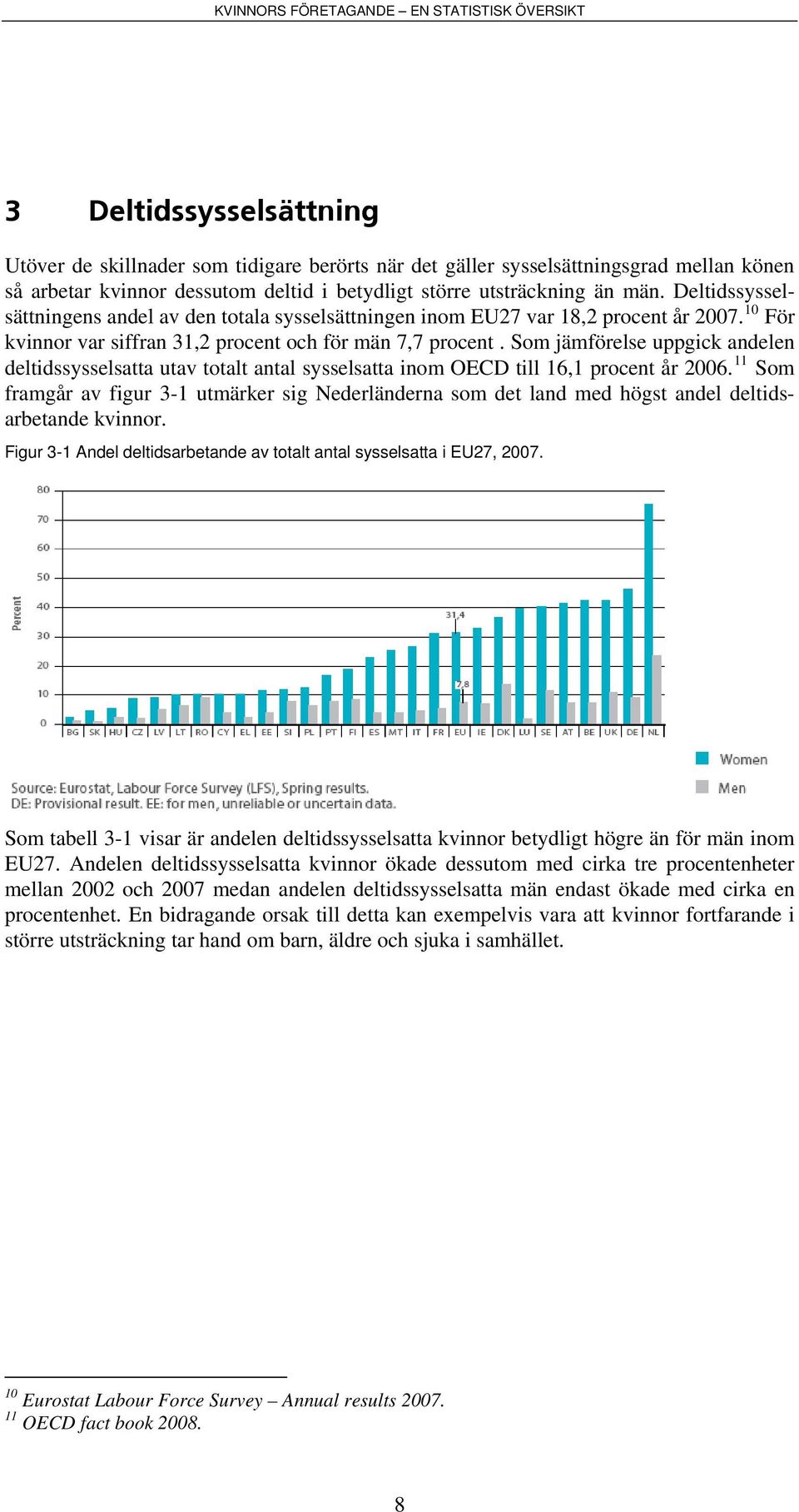 Som jämförelse uppgick andelen deltidssysselsatta utav totalt antal sysselsatta inom OECD till 16,1 procent år 2006.