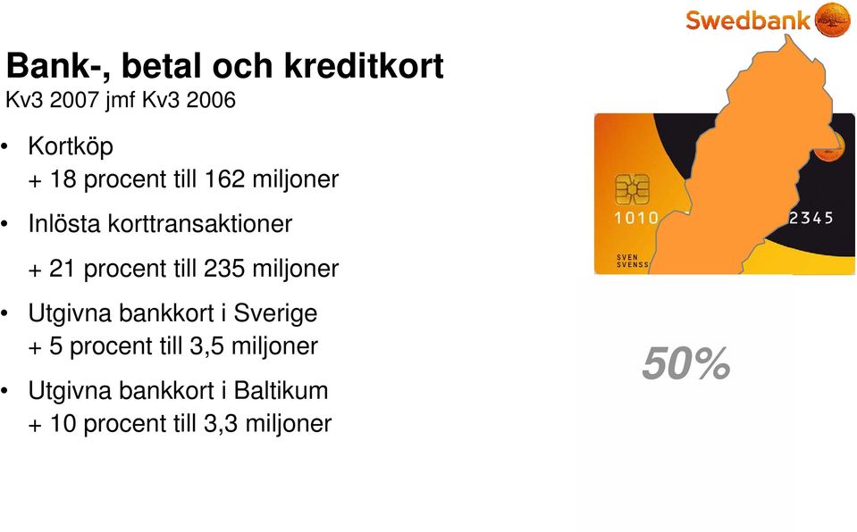 till 235 miljoner Utgivna bankkort i Sverige + 5 procent till 3,5