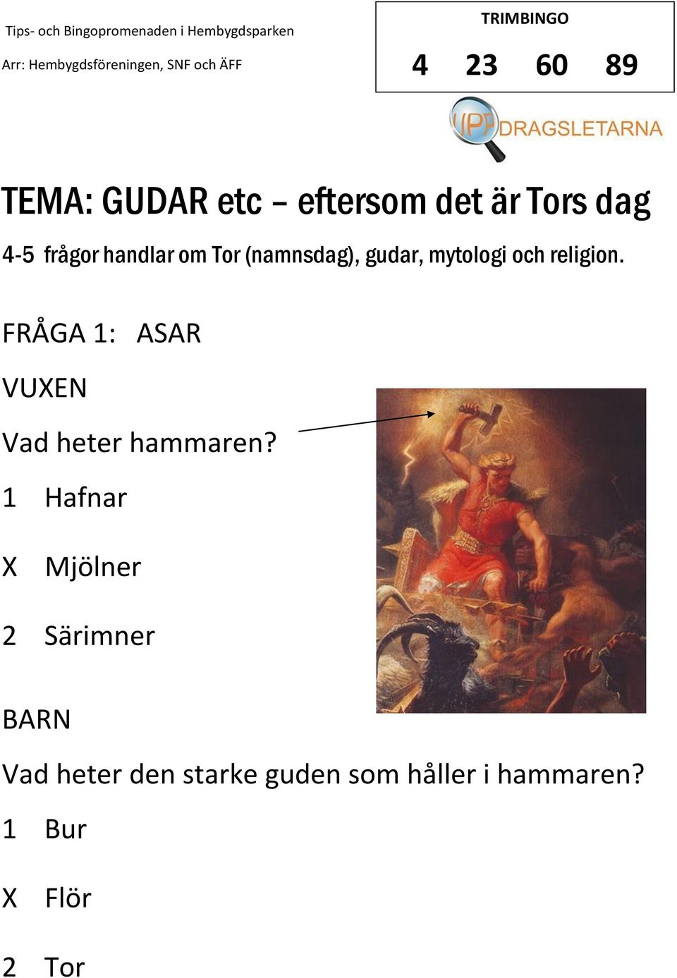 FRÅGA 1: ASAR VUEN Vad heter hammaren?