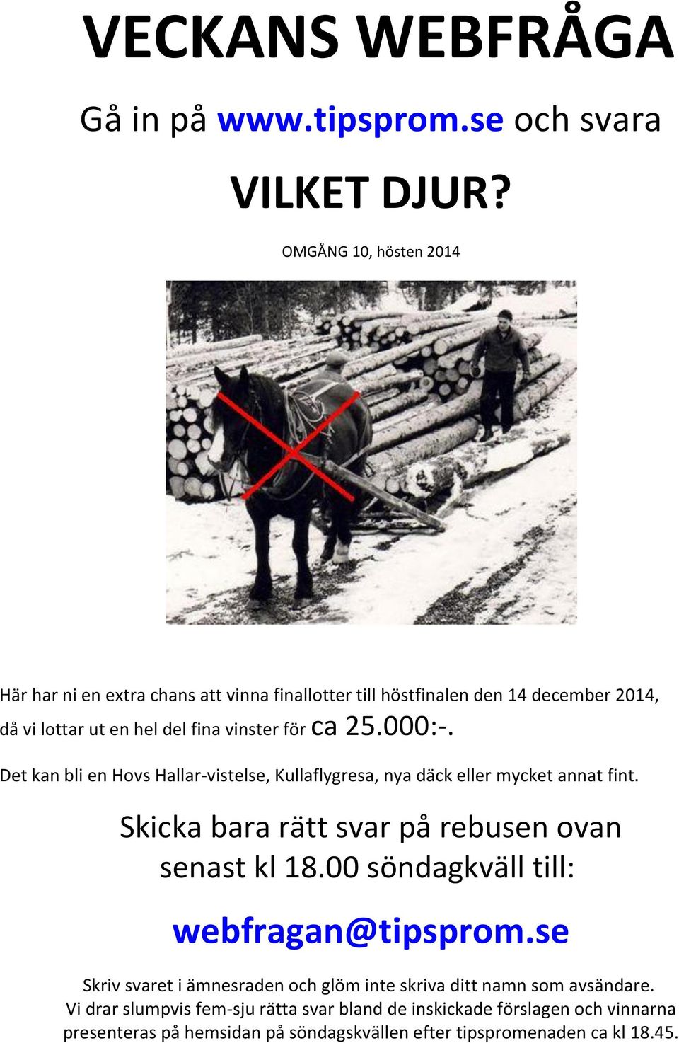 000:-. Det kan bli en Hovs Hallar-vistelse, Kullaflygresa, nya däck eller mycket annat fint. Skicka bara rätt svar på rebusen ovan senast kl 18.