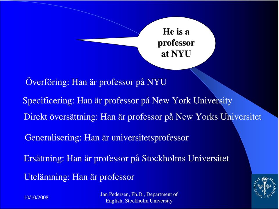 professor på New Yorks Universitet Generalisering: Han är