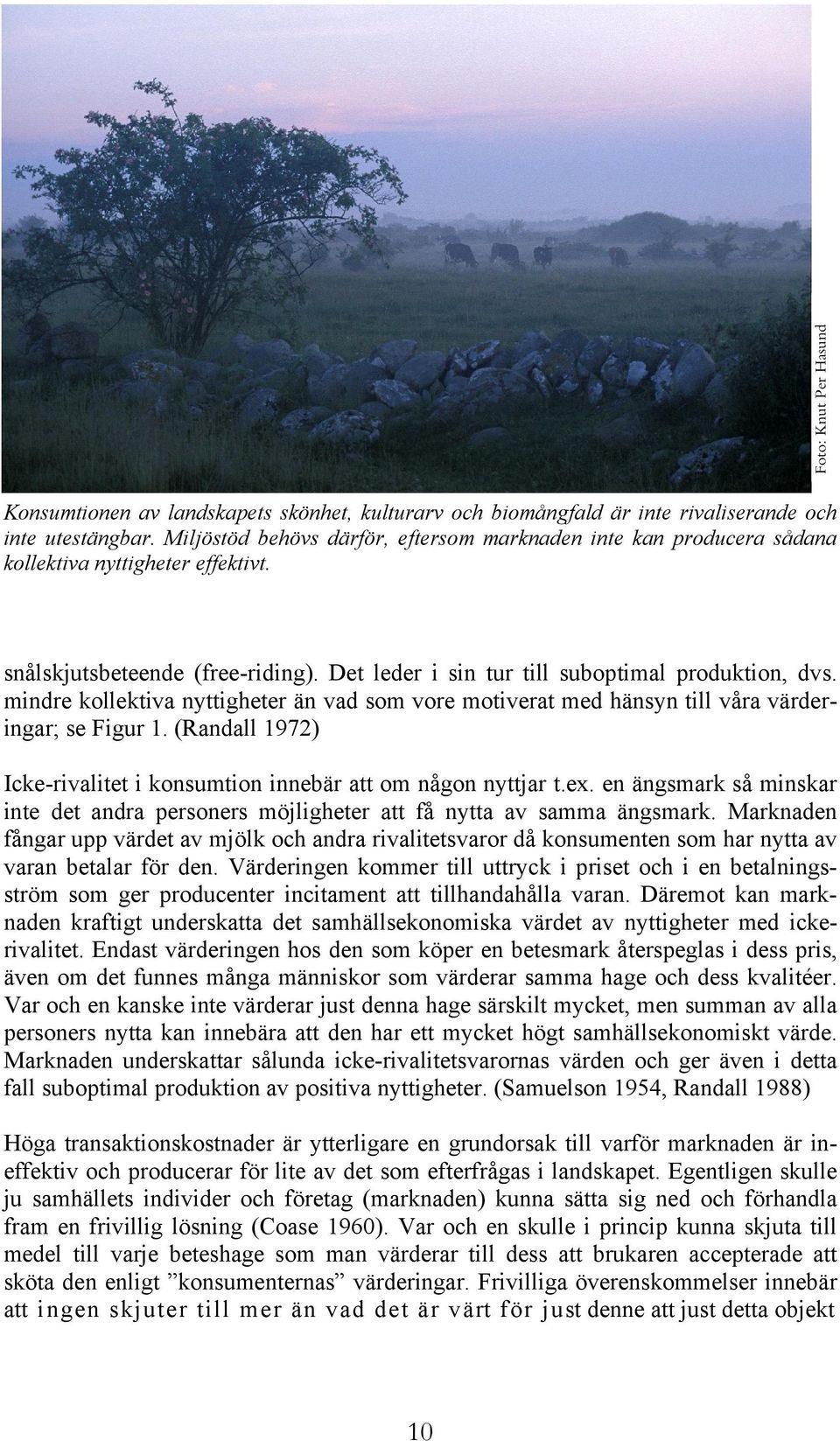 mindre kollektiva nyttigheter än vad som vore motiverat med hänsyn till våra värderingar; se Figur 1. (Randall 1972) Icke-rivalitet i konsumtion innebär att om någon nyttjar t.ex.