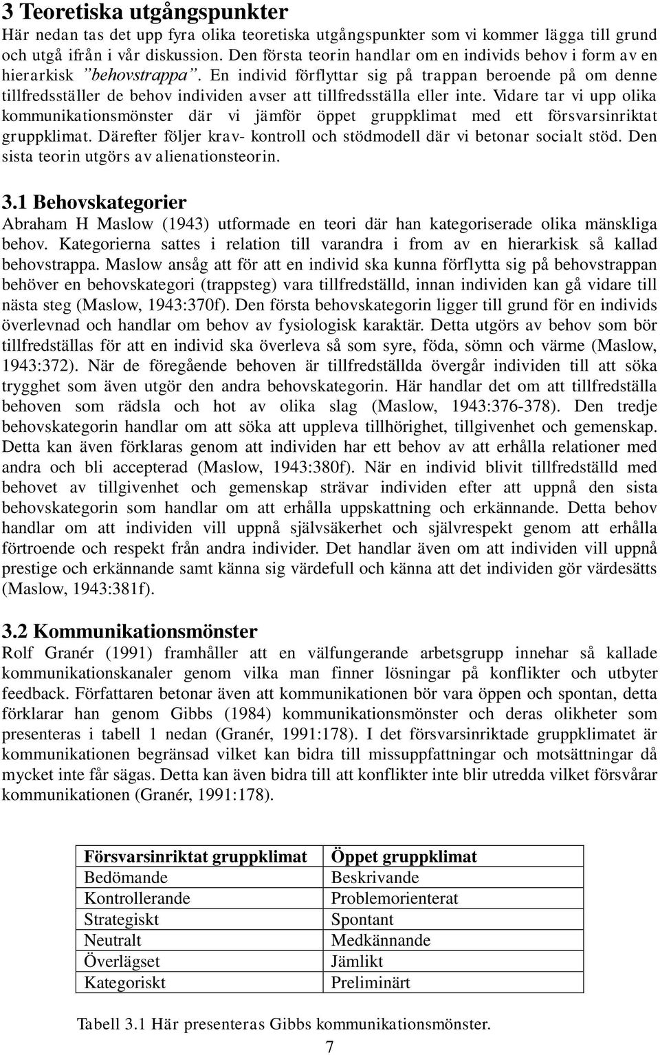 En individ förflyttar sig på trappan beroende på om denne tillfredsställer de behov individen avser att tillfredsställa eller inte.