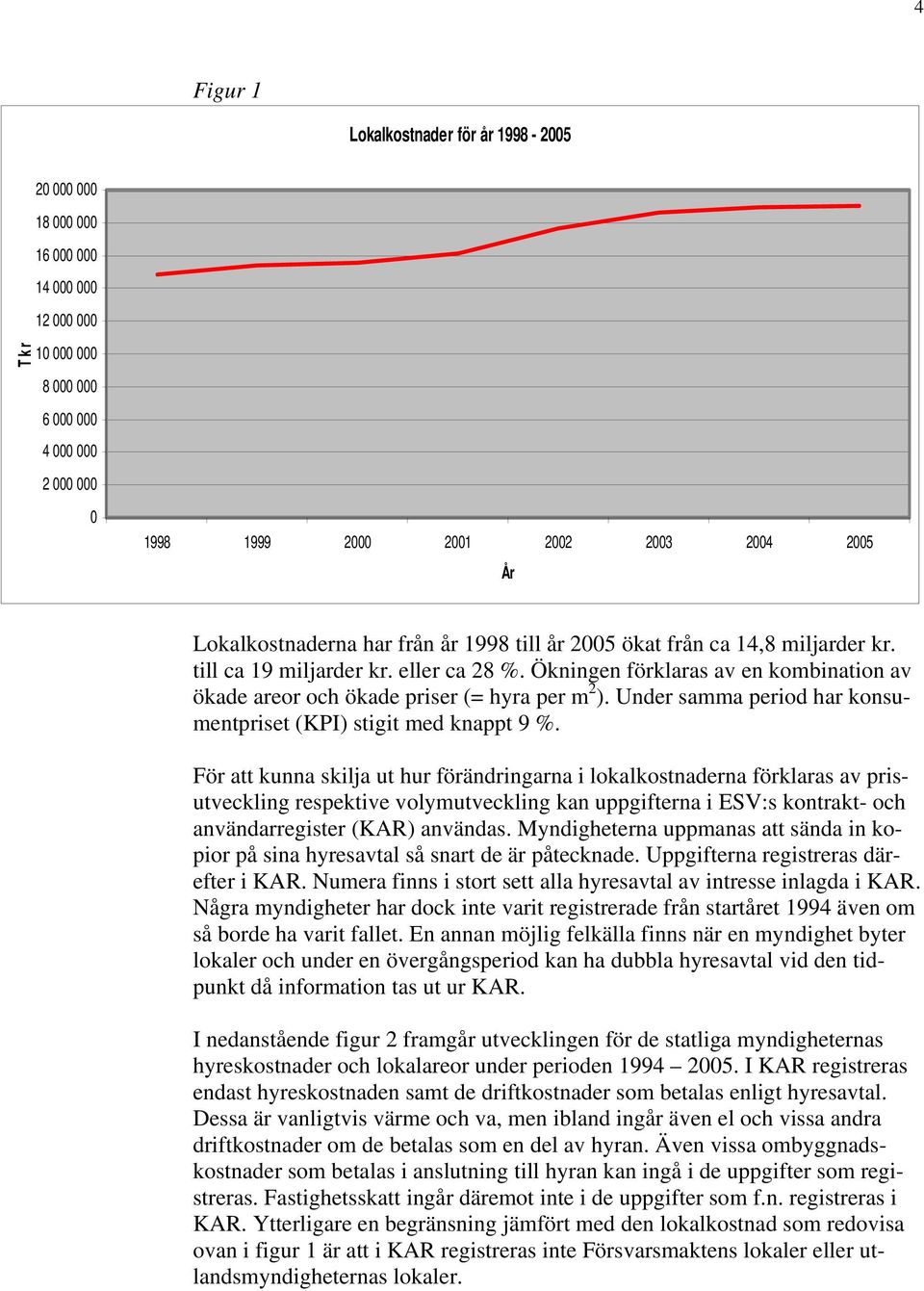 För att kunna skilja ut hur förändringarna i lokalkostnaderna förklaras av prisutveckling respektive volymutveckling kan uppgifterna i ESV:s kontrakt- och användarregister (KAR) användas.