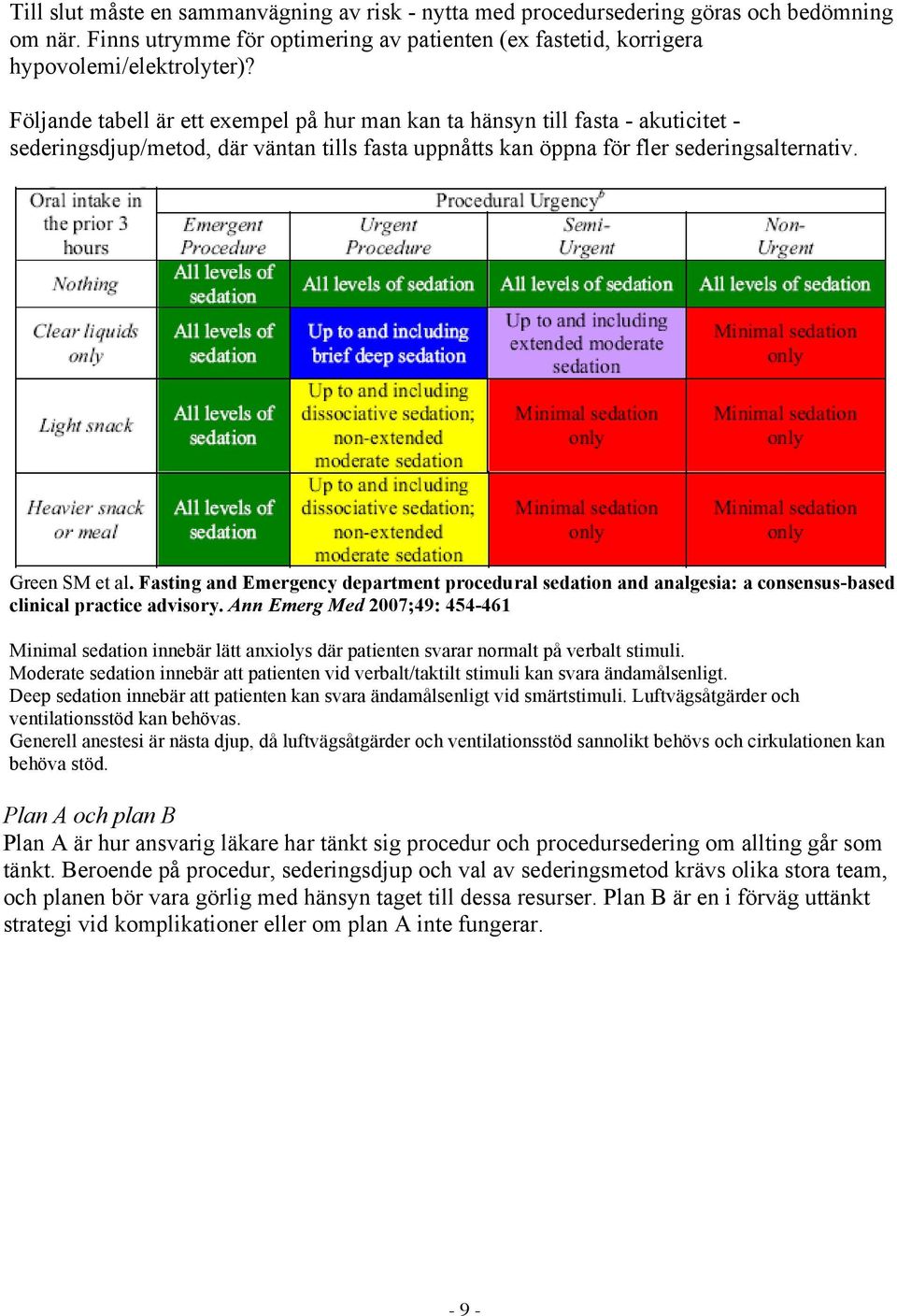 Fasting and Emergency department procedural sedation and analgesia: a consensus-based clinical practice advisory.