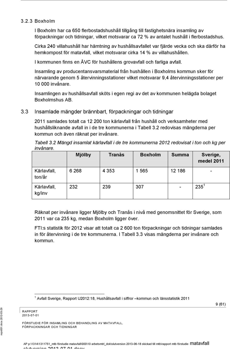 I kommunen finns en ÅVC för hushållens grovavfall och farliga avfall.