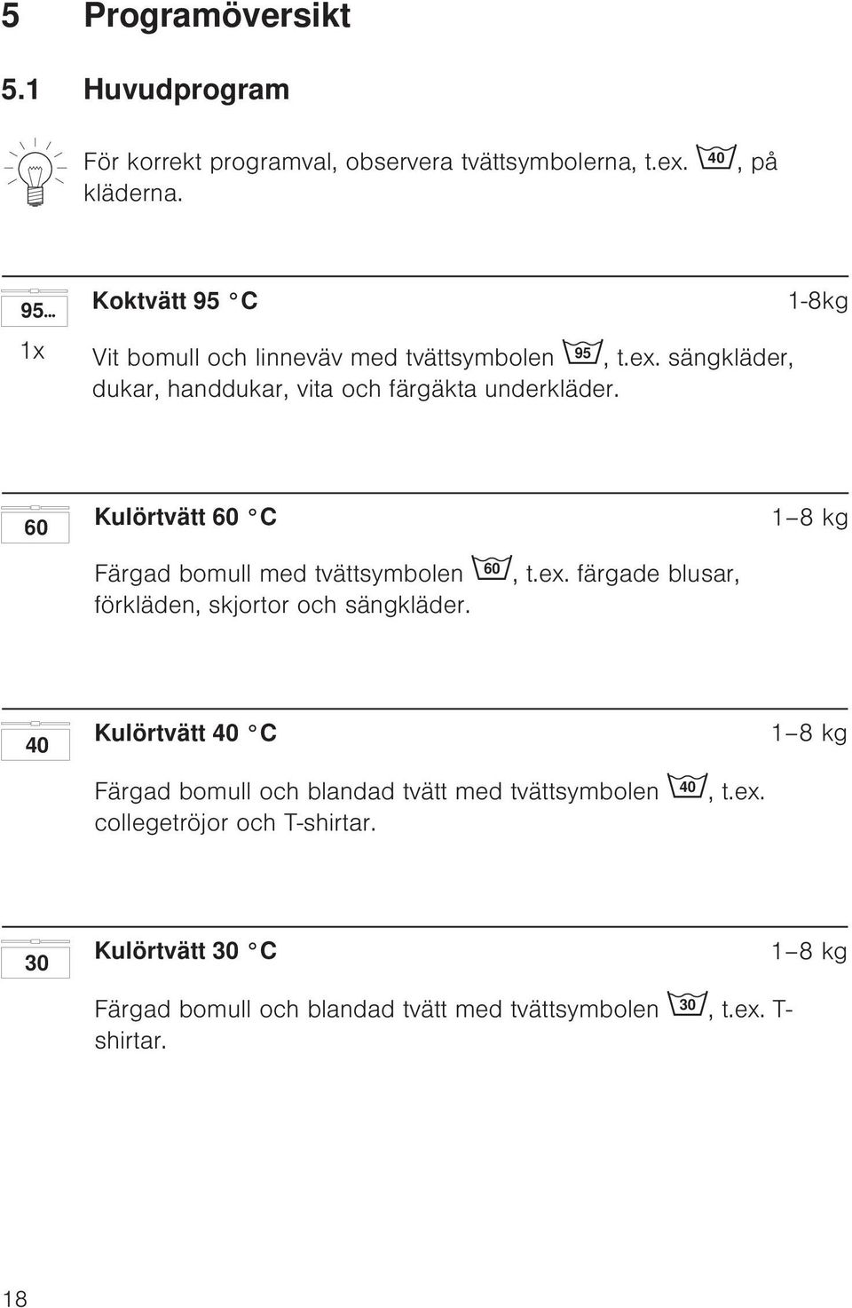 60 Kulörtvätt 60 C Färgad bomull med tvättsymbolen 60, t.ex. färgade blusar, förkläden, skjortor och sängkläder.