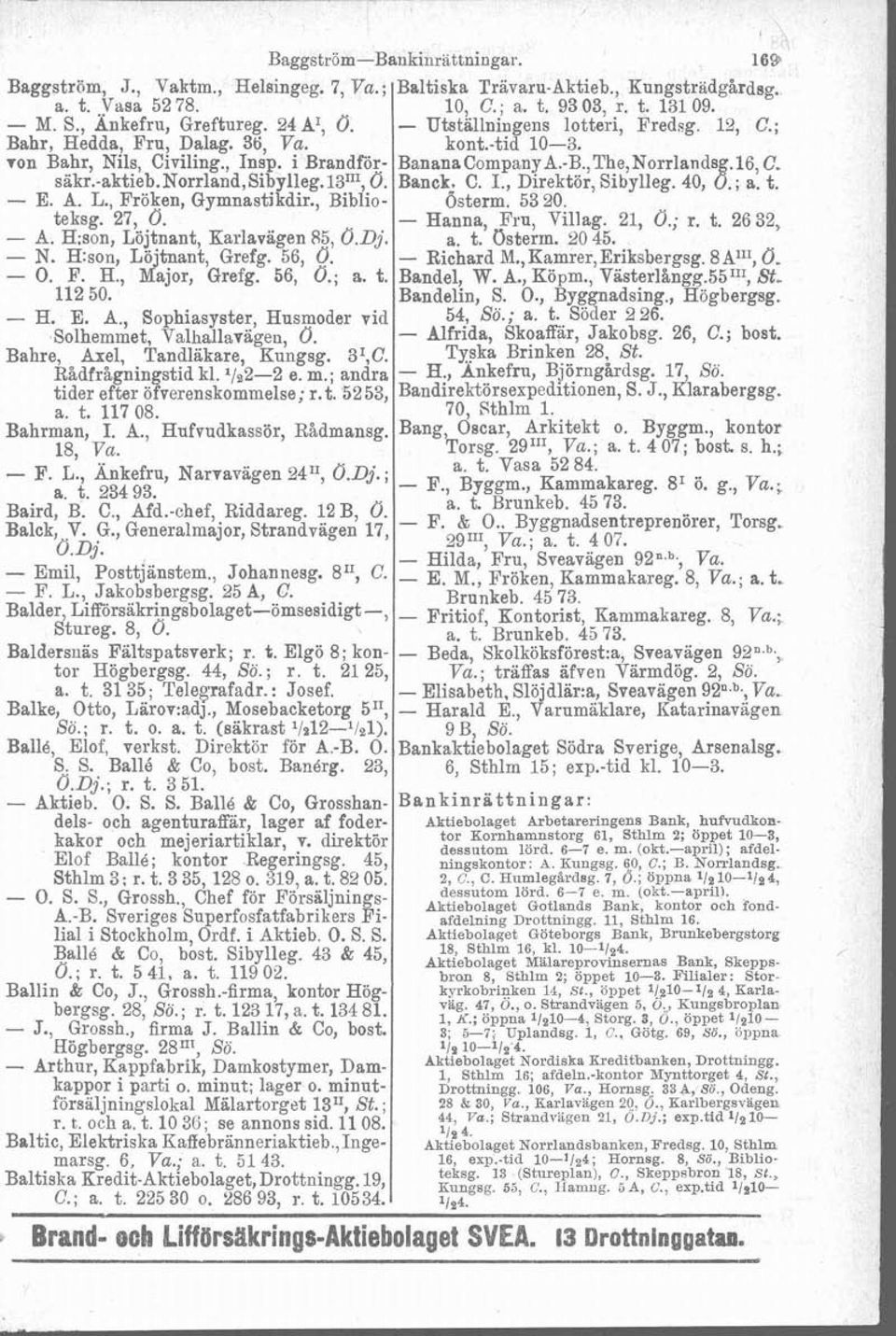 norrland,sibp11eg.13~~, O. Banat. C. I., Direktör, Sibylleg. 40, 8:; a. t. - E. A. L., Fröken, Gymnastikdir., Biblio- asterm. 5320. teksg. 27, O. - Hanna, Fru, Villag. 21, O.; r. t. 26 32, - A.