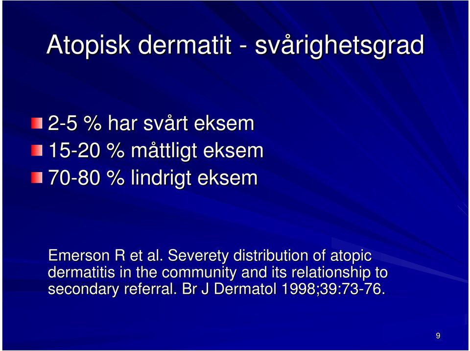 Severety distribution of atopic dermatitis in the community and