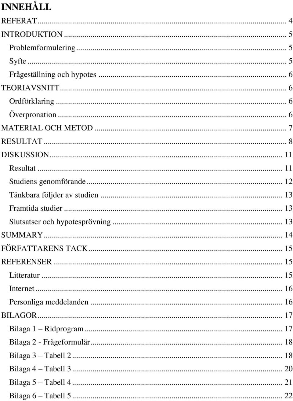 .. 13 Slutsatser och hypotesprövning... 13 SUMMARY... 14 FÖRFAARENS AK... 15 REFERENSER... 15 Litteratur... 15 Internet... 16 Personliga meddelanden.