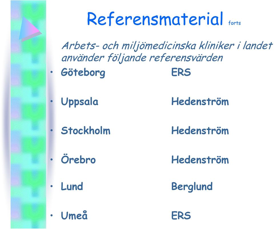 följande referensvärden Göteborg ERS Uppsala