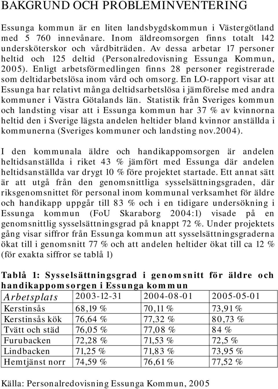 En LO-rapport visar att Essunga har relativt många deltidsarbetslösa i jämförelse med andra kommuner i Västra Götalands län.