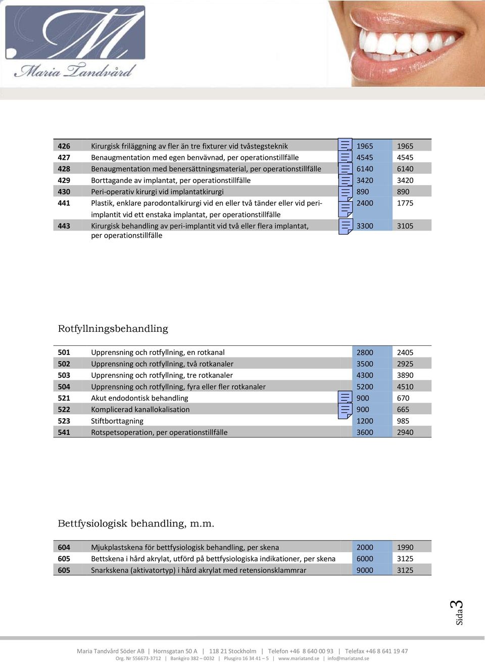 parodontalkirurgi vid en eller två tänder eller vid peri- 2400 1775 implantit vid ett enstaka implantat, per operationstillfälle 443 Kirurgisk behandling av peri-implantit vid två eller flera