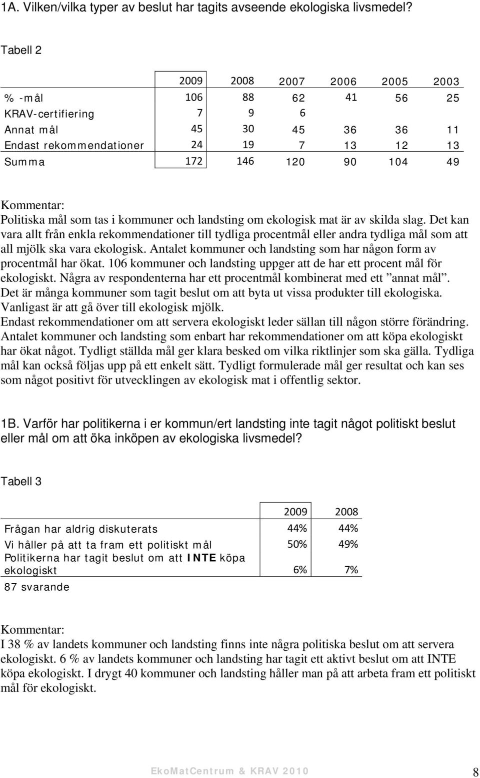 Politiska mål som tas i kommuner och landsting om ekologisk mat är av skilda slag.