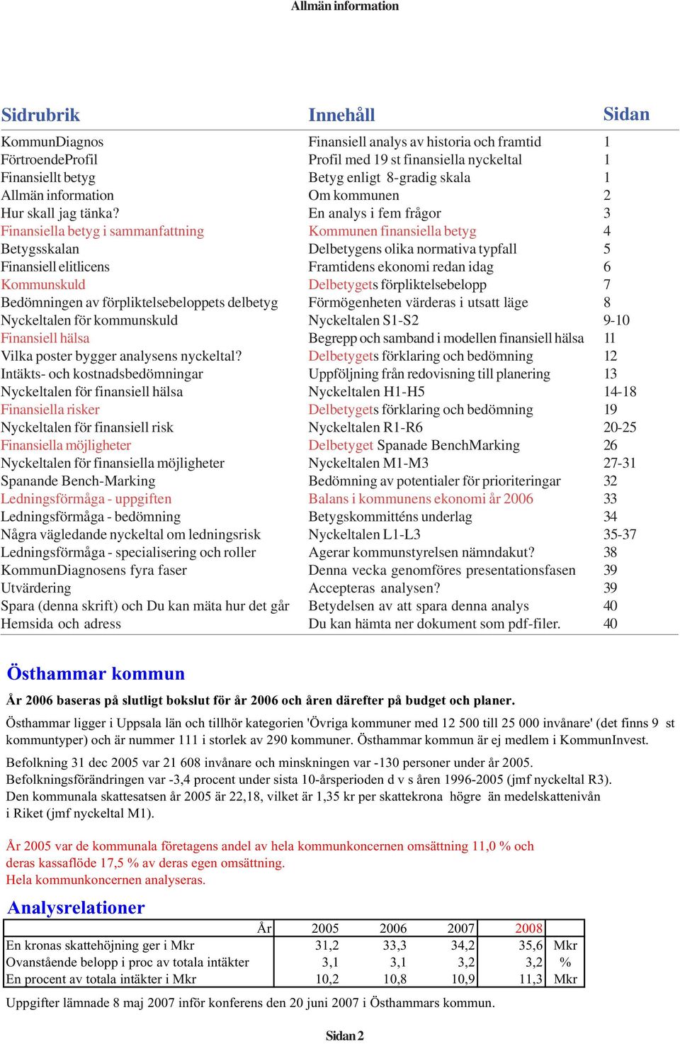 analysens nyckeltal?