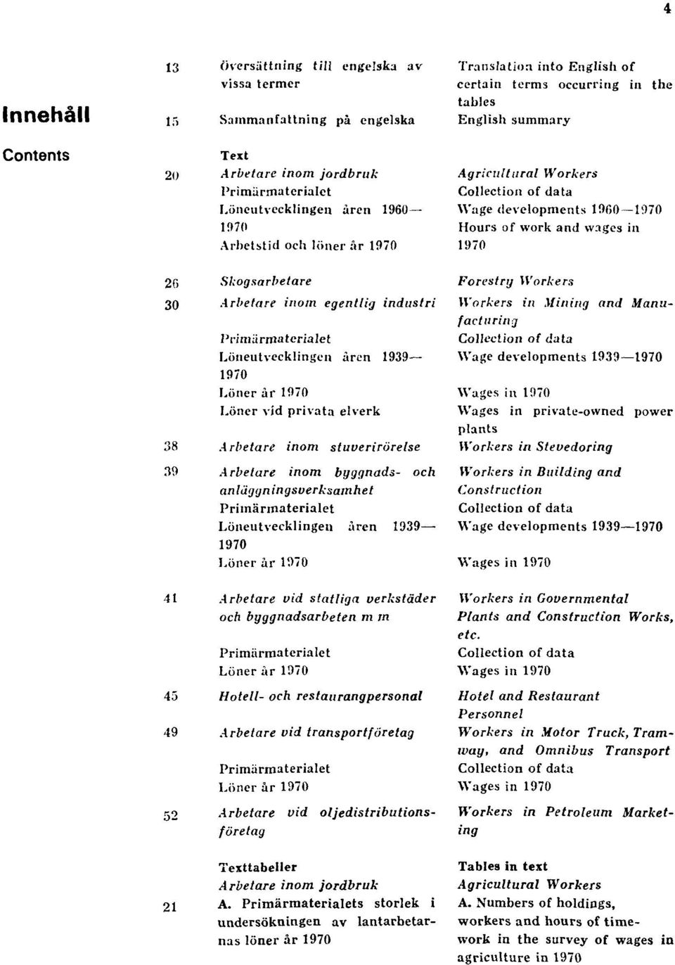 byggnads- och anläggningsverksamhet Primärmaterialet Löneutvecklingen åren 1939 1970 Löner år 1970 41 Arbetare vid statliga verkstäder och byggnadsarbeten m m Primärmaterialet Löner år 1970 45