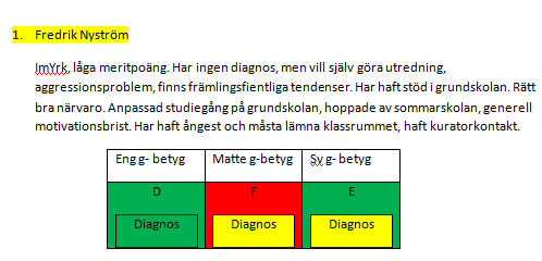 Kartläggning Identifiera elevens behov skapar möjlighet till optimerad utbildningsinsats Bedömning Beskrivning mall - resultat