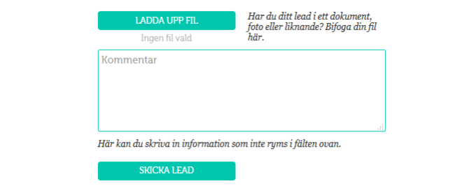 Registrera lead Här kan du registrera in leads, eller tips på medlemmar som man också kan säga!