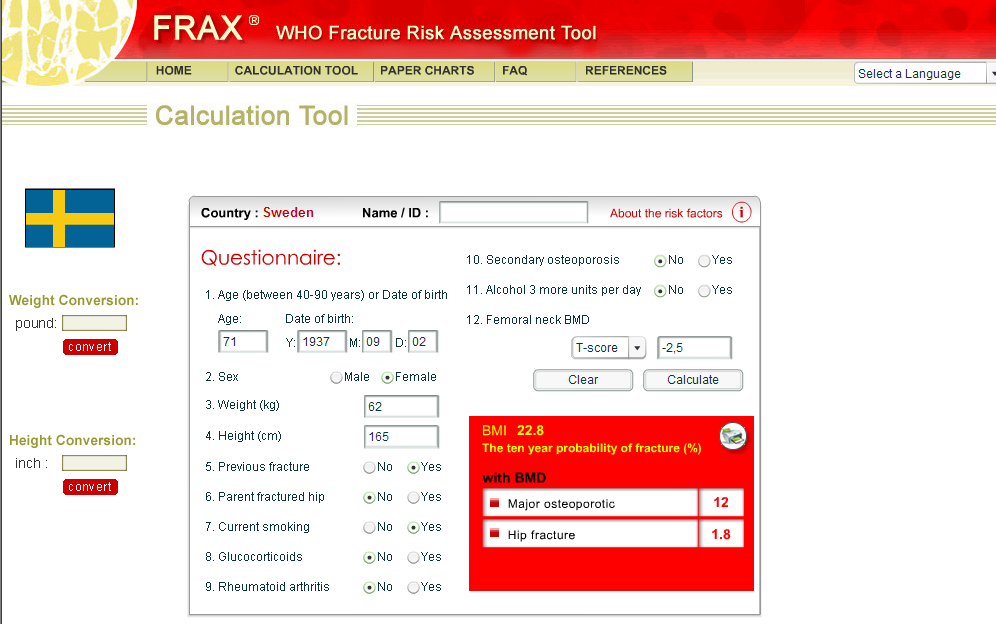 FRAX - WHO Fracture