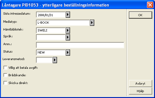 Logg Knappen Logg är tillgänglig från de tre flikarna i Fjärrlåneinformation för administrativ post.