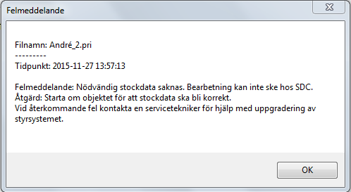 Syftet är främst att informera om att det saknas producerade volymer från maskinen. Det är viktigt att du agerar så att felet inte uppstår igen i kommande filer.