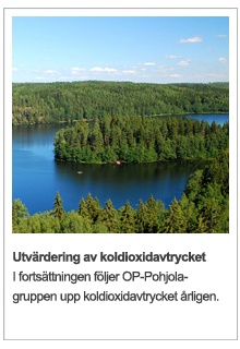 Utvärdering av OP- Pohjola- gruppens koldioxidavtryck OP Pohjola gruppens koldioxidavtryck från den egna verksamheten utvärderades för 2009. I fortsättningen ska koldioxidavtrycket följas upp årligen.