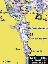 Använda sjökort Obs! När den här funktionen är aktiverad är de högupplösta satellitbilderna bara tillgängliga vid lägre zoomnivåer.