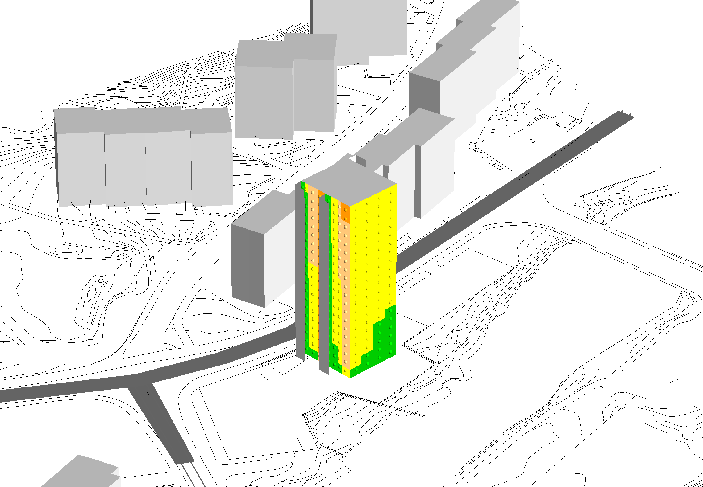 Kv. Nejlikan, Borås Etapp 1, endast höghus 20 våningar Dygnsekvivalent ljudnivå vid fasad