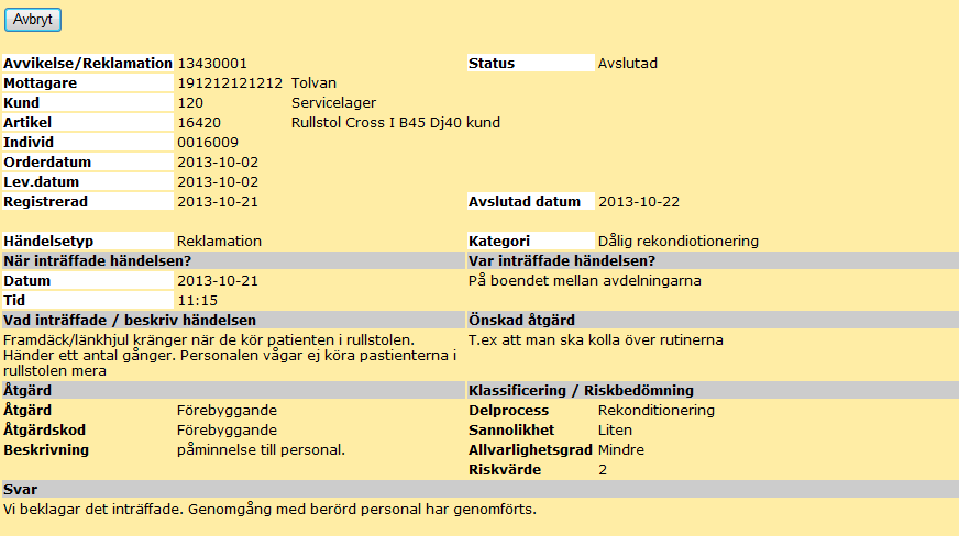 10. Svar När Medelpunkten behandlat