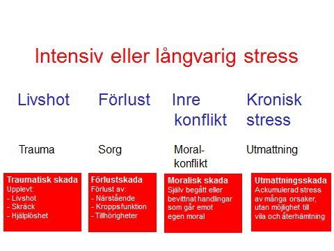 3. Hantering av stress i insatsorganisationer Arbetsrelaterad stress Olika former av stress De stressorer som personal i insatsorganisationer ofta kan exponeras för ingår ofta som del i arbetet,