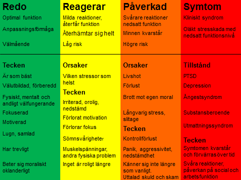 Stresskontinuum Konsekvenserna av arbetsrelaterad stress kan beskrivas som ett stresskontinuum (Nash et al. 2010). Se Figur 12.