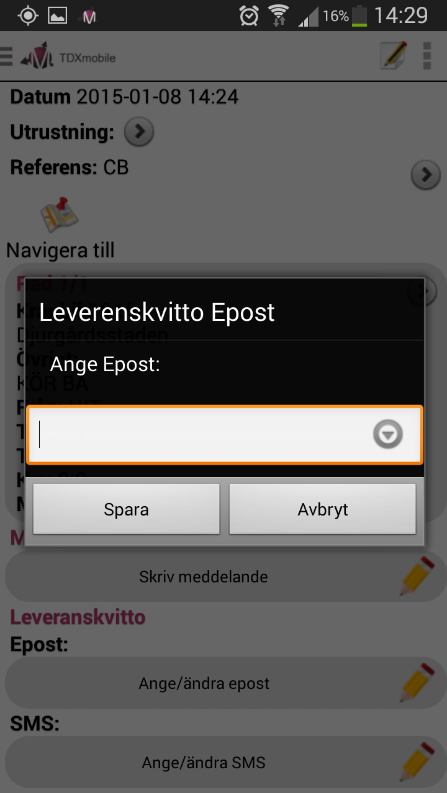 Inne på en order längre ned, ange e-postadress dit leveranskvitto skall skickas. Notera att du kan skriva flera adresser, men de måste separeras med ; Ex: namn1@företag.se;namn2@företag.