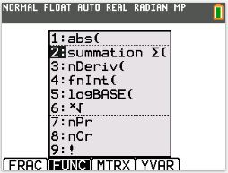 För att öppna en genvägsmeny, tryck på ƒ plus motsvarande F-knapp: ^ för FRAC, _ för FUNC, ` för MTRX, a för YVAR eller b för specialmenyer inom aktiva grafaktiviteter såsom RITA eller QuickPlot