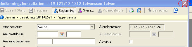 4 (12) Hälso- och sjukvårdsförvaltningen Besvara/ ta bort bevakning på pappersremiss (utfärdad i TakeCare) Konsultationsremissen (papper) skall nu besvaras manuellt, då det inte finns någon koppling